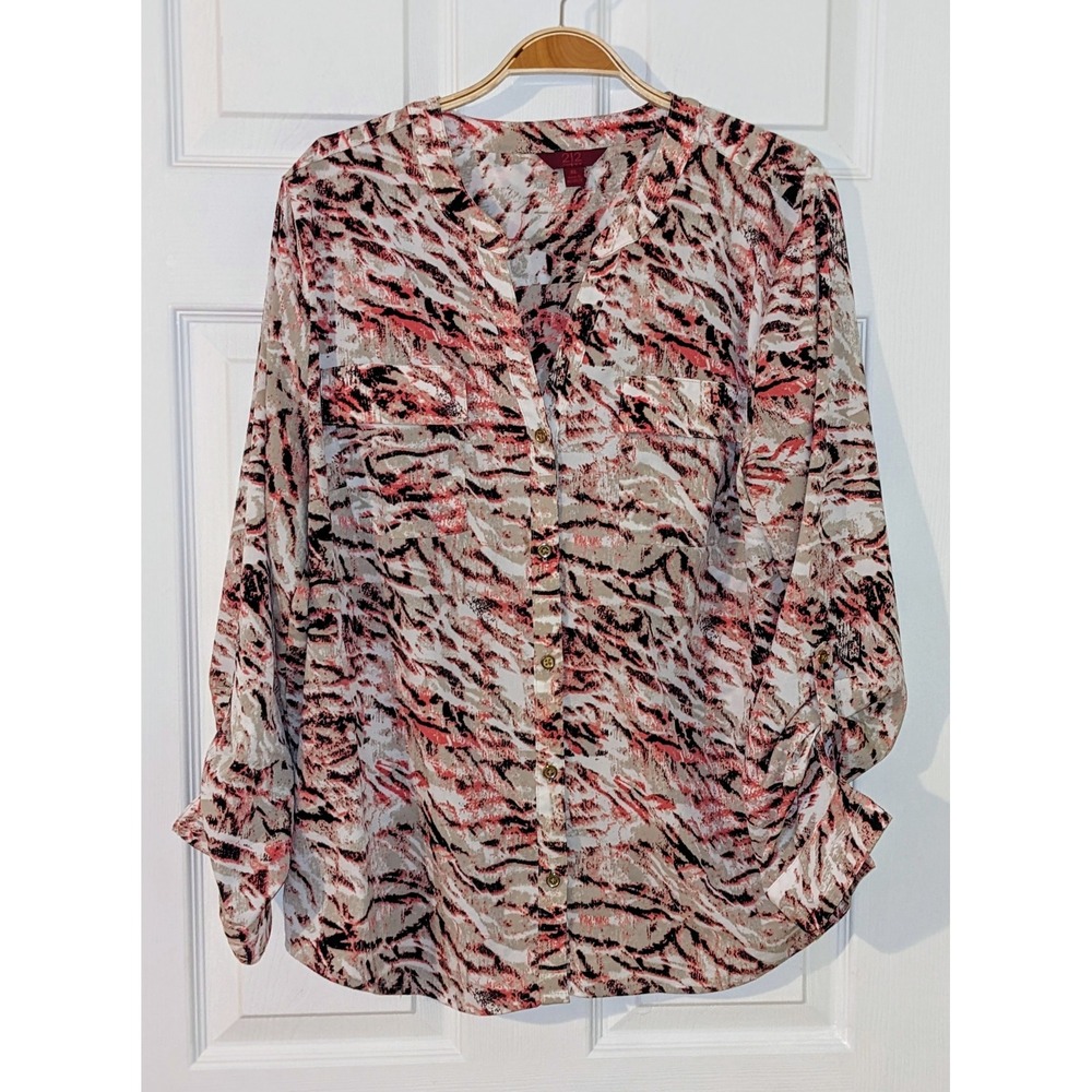 212 Collection Blouse Button Down Long Sleeve Abs… - image 3